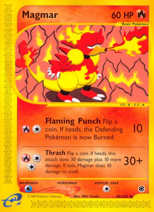 Magmar 86 card from Expedition Base Set