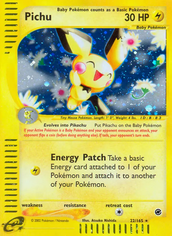Pichu 22 — Expedition Base Set 22, Holofoil finish