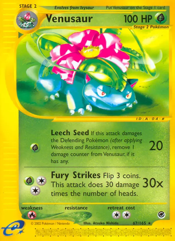Venusaur 67 card from Expedition Base Set