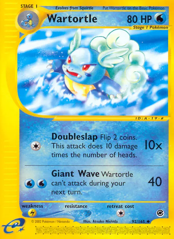 Wartortle 92 card from Expedition Base Set