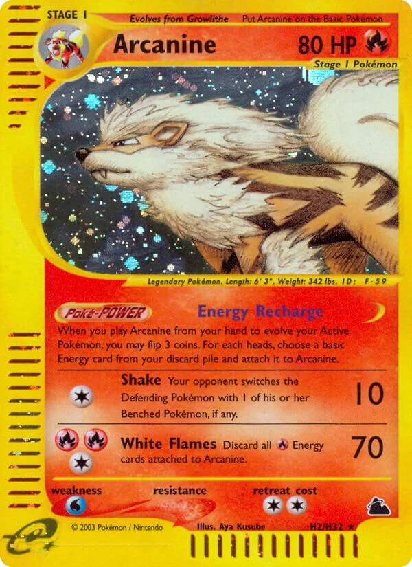 Arcanine H2 card from Skyridge