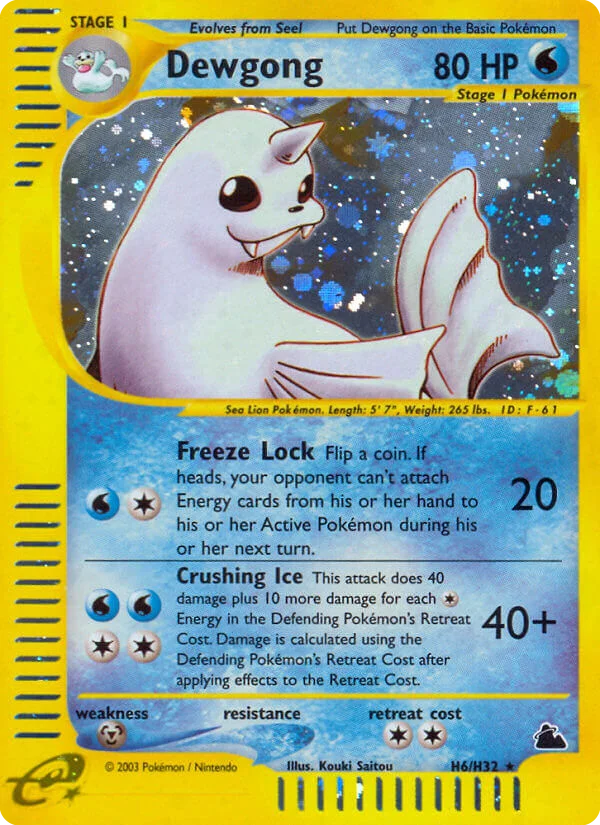 Dewgong H6 card from Skyridge