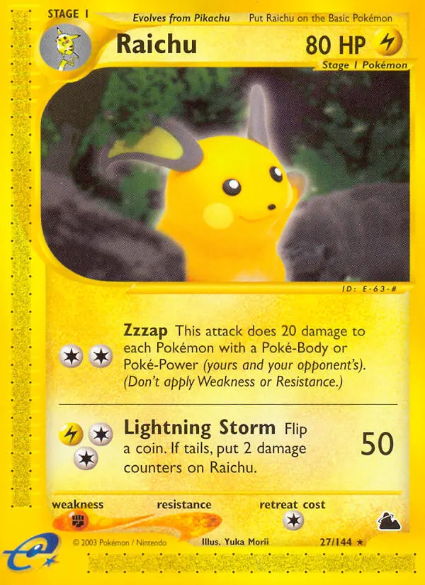 Raichu 27 card from Skyridge