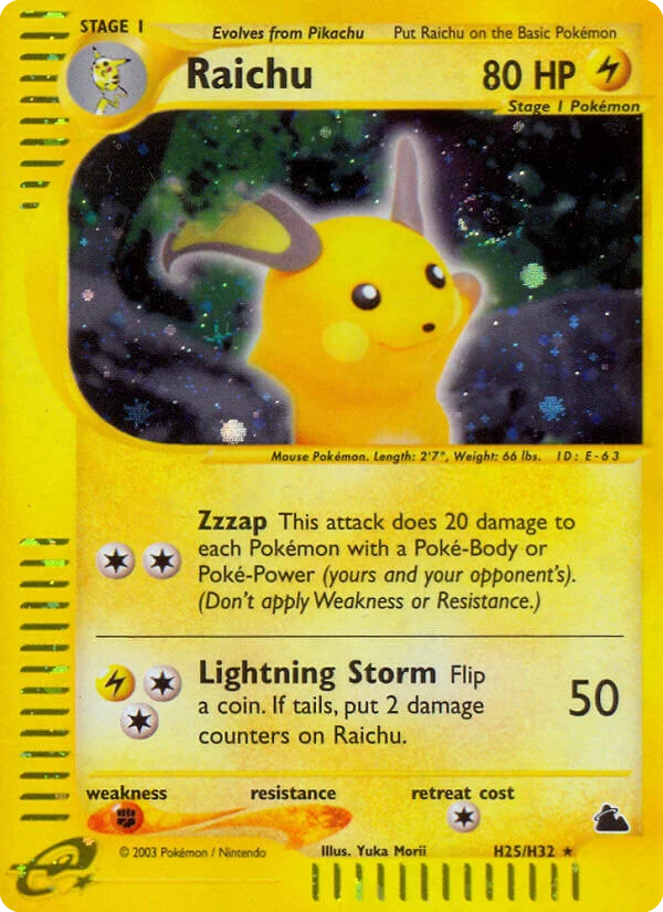 Raichu H25 — Skyridge H25, Holofoil finish