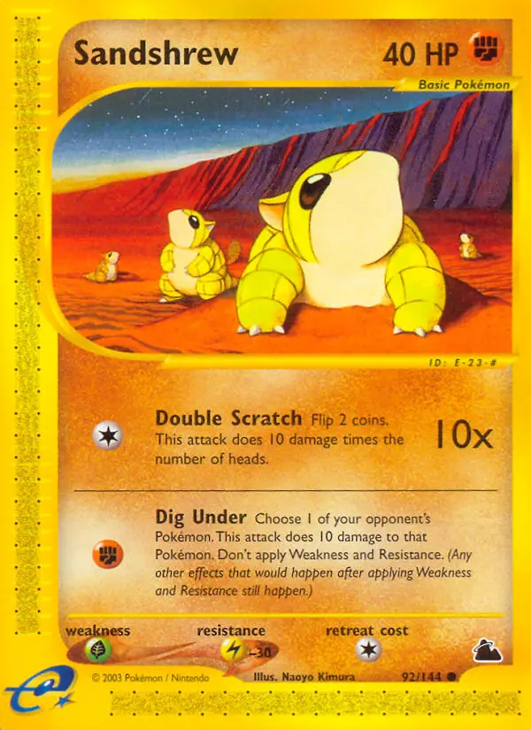 Sandshrew 92 card from Skyridge