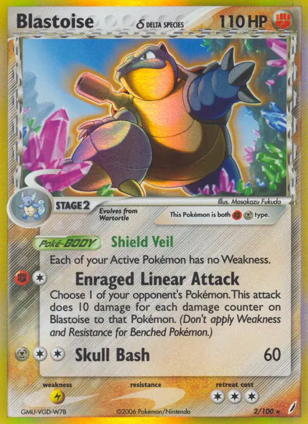 Blastoise δ 2 card from Crystal Guardians