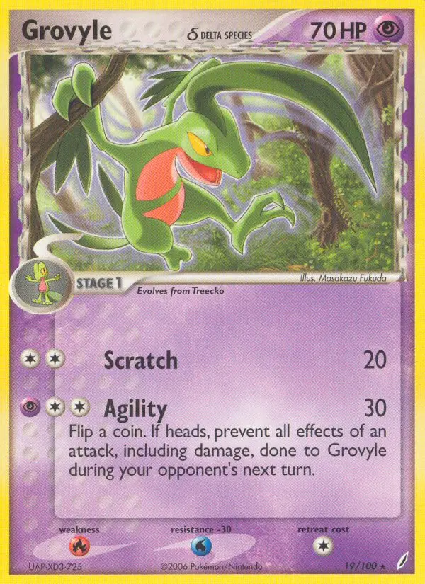 Grovyle δ 19 card from Crystal Guardians