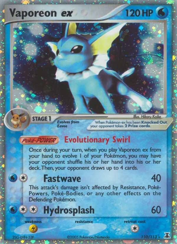Vaporeon ex 110 — Delta Species 110, Holofoil finish