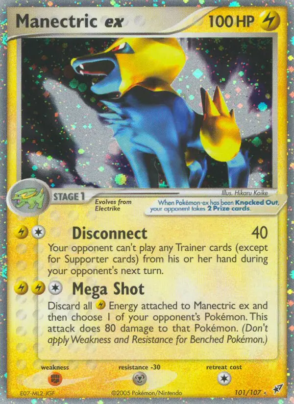Manectric ex 101 card from Deoxys