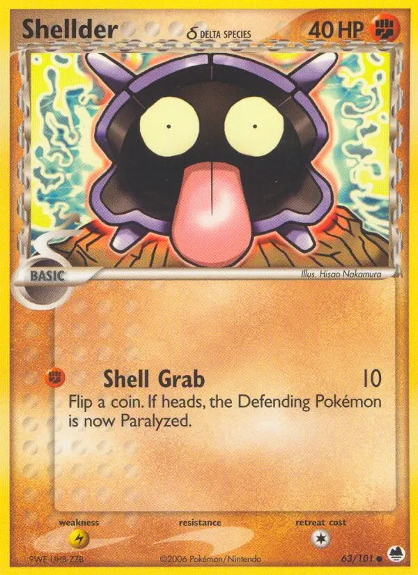 Shellder δ 63 card from Dragon Frontiers