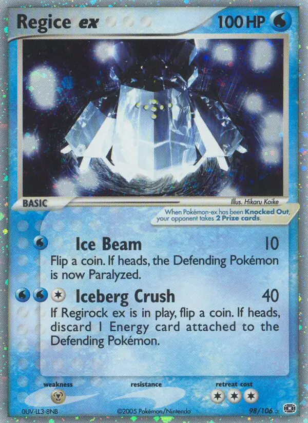 Regice ex 98 — Emerald 98, Holofoil finish