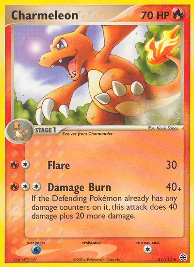 Charmeleon 31 card from FireRed & LeafGreen