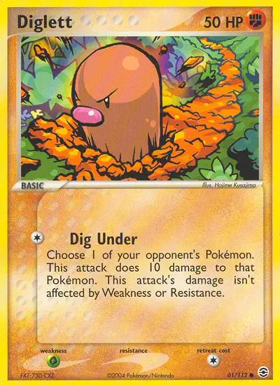 Diglett 61 card from FireRed & LeafGreen