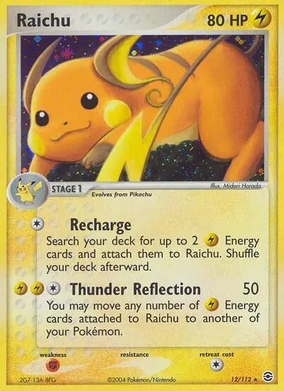 Raichu 12 card from FireRed & LeafGreen