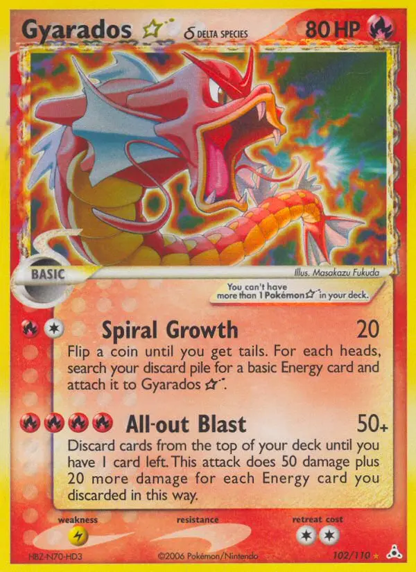 Gyarados ★ δ 102 — Holon Phantoms 102, Holofoil finish