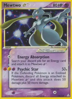 Mewtwo ★ 103 — shown as an example of the Reverse Holofoil finish