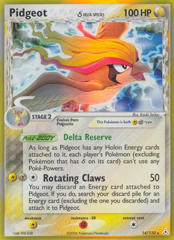 Pidgeot δ 14 — Holon Phantoms 14, Holofoil finish