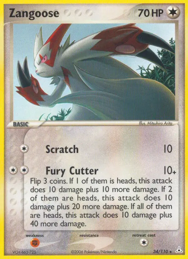 Zangoose 34 card from Holon Phantoms