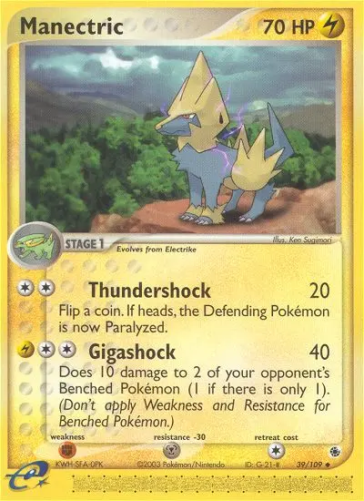 Manectric 39 card from Ruby & Sapphire