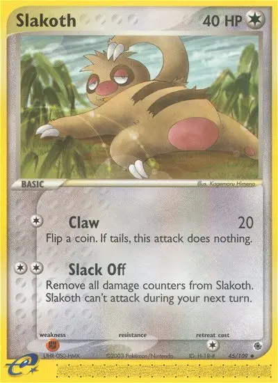 Slakoth 45 card from Ruby & Sapphire