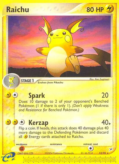 Raichu 13 card from Team Magma vs Team Aqua
