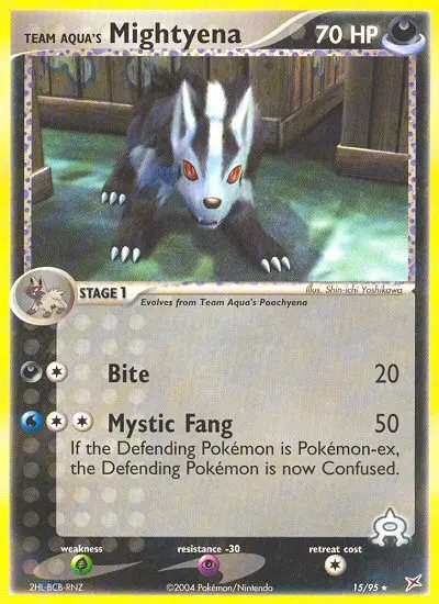 Team Aqua's Mightyena 15 card from Team Magma vs Team Aqua