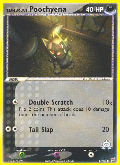 Team Aqua's Poochyena 54 card from Team Magma vs Team Aqua