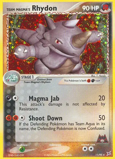 Team Magma's Rhydon 11 card from Team Magma vs Team Aqua