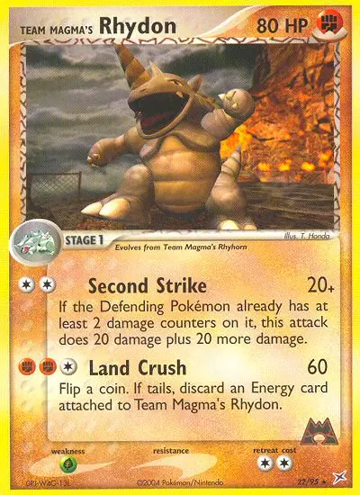 Team Magma's Rhydon 22 card from Team Magma vs Team Aqua