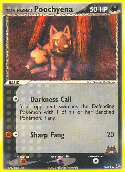 Team Magma's Poochyena 66 card from Team Magma vs Team Aqua