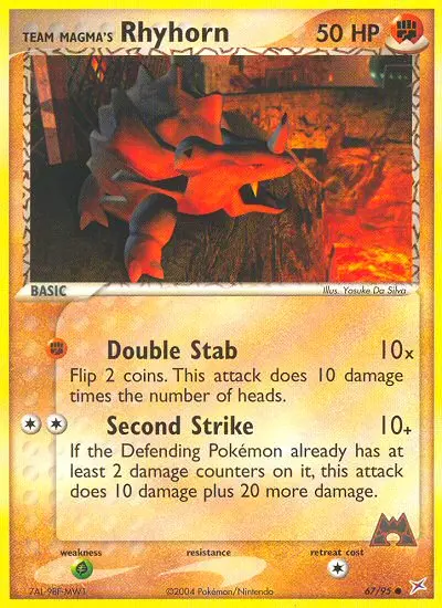 Team Magma's Rhyhorn 67 card from Team Magma vs Team Aqua