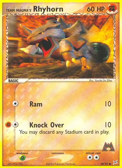 Team Magma's Rhyhorn 68 card from Team Magma vs Team Aqua