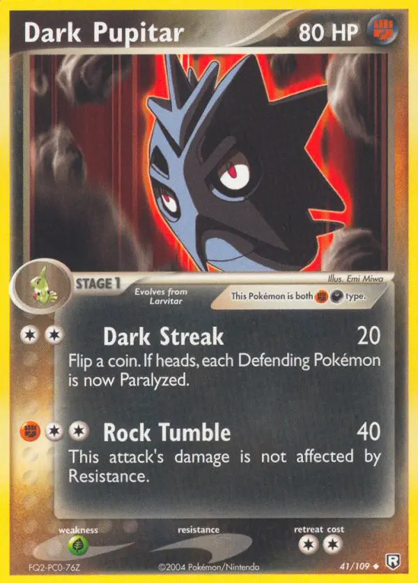 Dark Pupitar 41 card from Team Rocket Returns