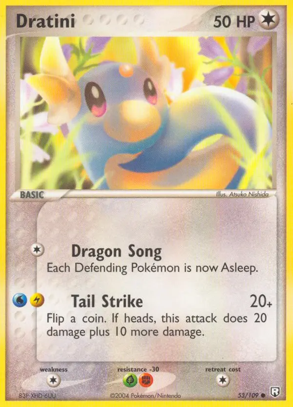 Dratini 53 card from Team Rocket Returns