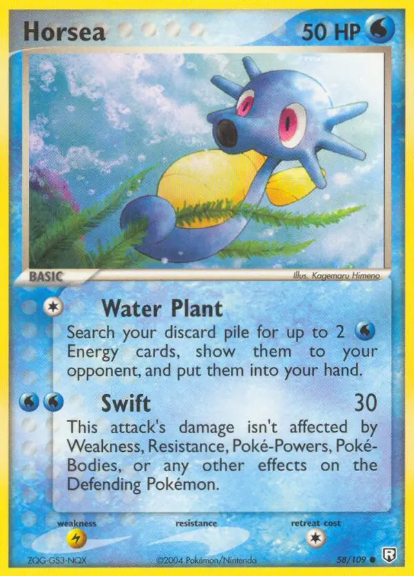 Horsea 58 card from Team Rocket Returns