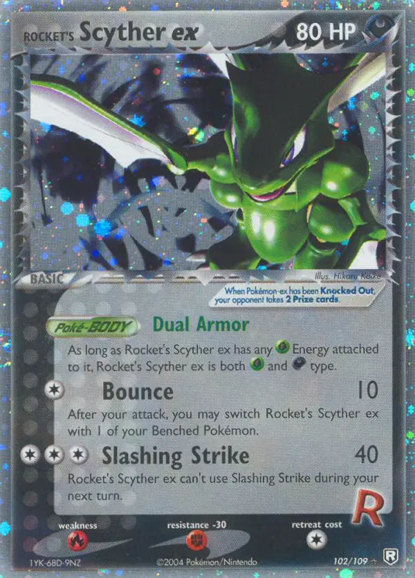 Rocket's Scyther ex 102 — the most expensive Scyther card
