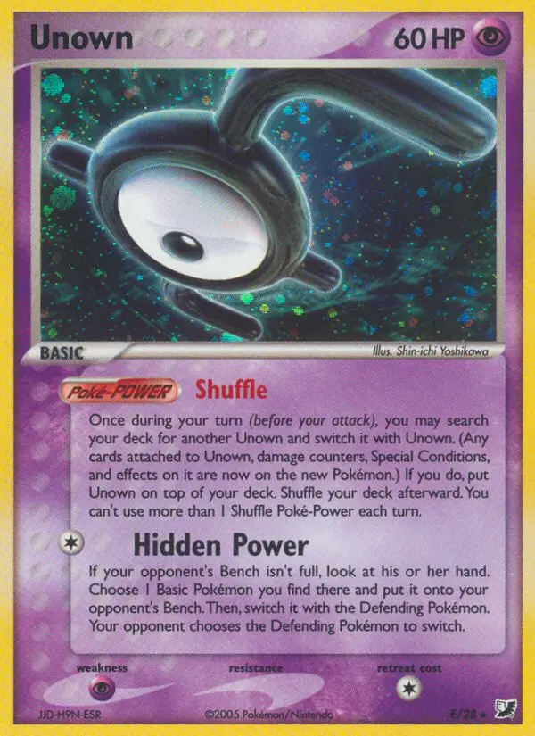 Unown E card from Unseen Forces