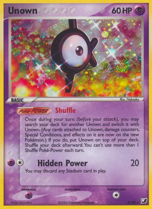 Unown K card from Unseen Forces