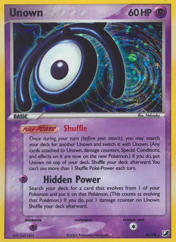 Unown M card from Unseen Forces
