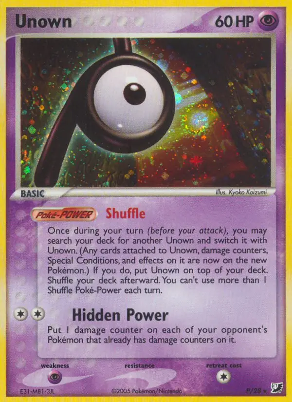 Unown P — Unseen Forces P, Holofoil finish