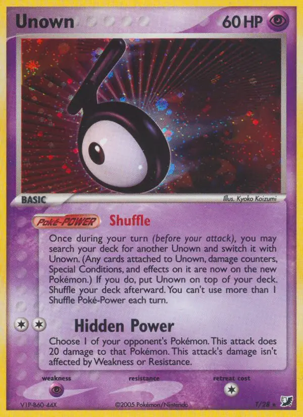Unown T card from Unseen Forces