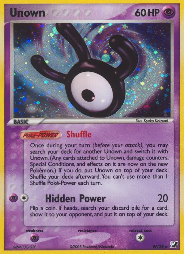 Unown W card from Unseen Forces