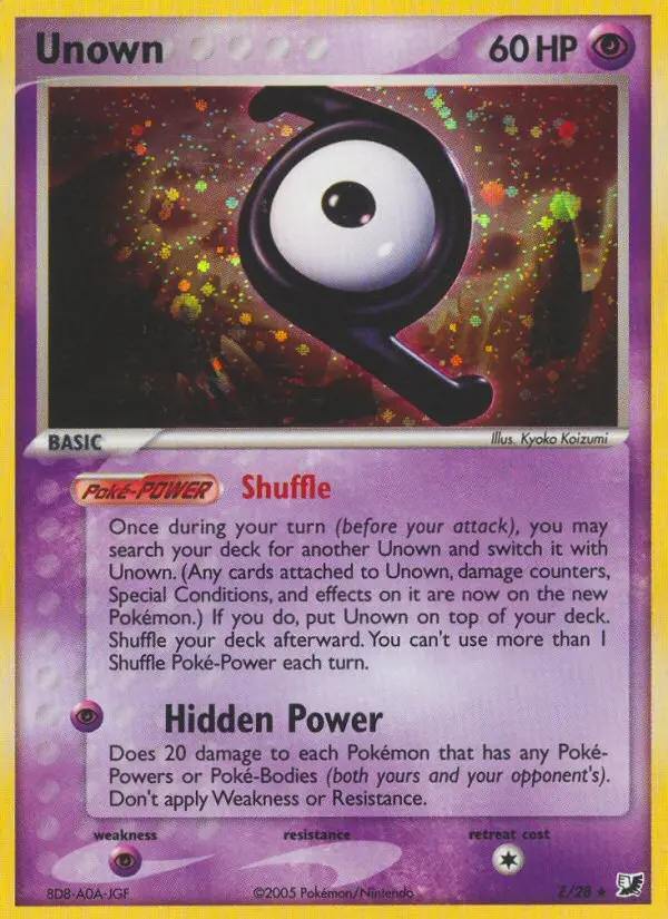 Unown Z card from Unseen Forces