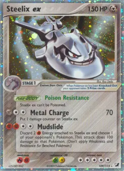 Steelix ex 109 — shown as an example of the Reverse Holofoil finish
