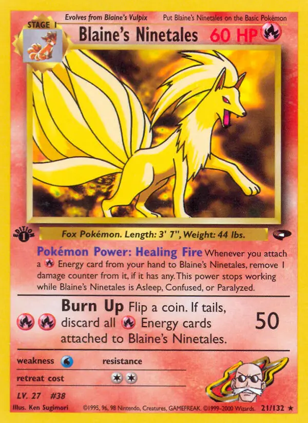 Blaine's Ninetales 21 card from Gym Challenge