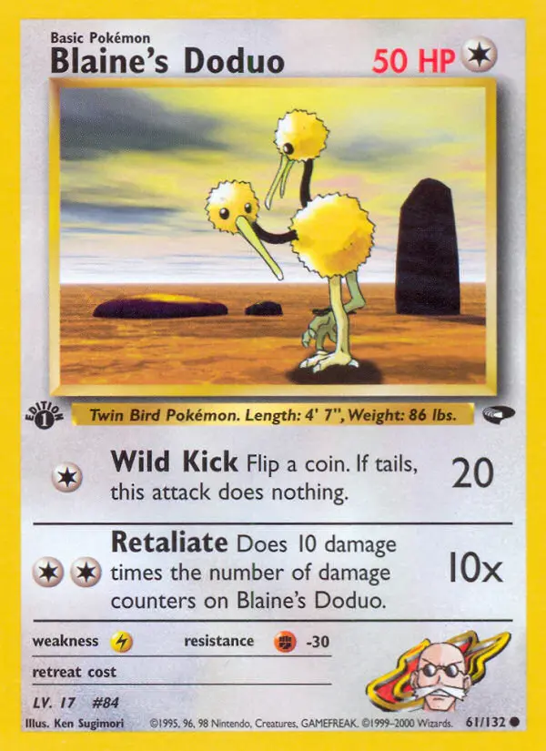 Blaine's Doduo 61 card from Gym Challenge