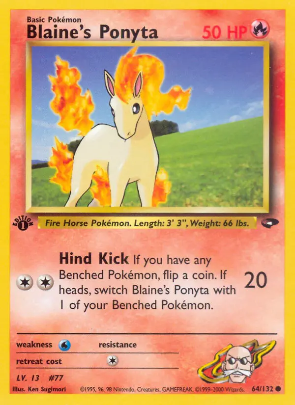 Blaine's Ponyta 64 card from Gym Challenge