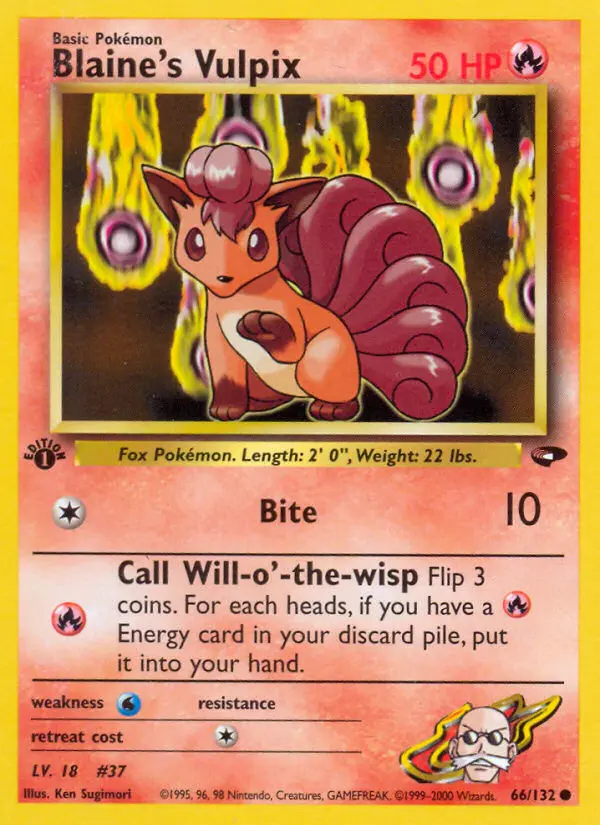 Blaine's Vulpix 66 card from Gym Challenge