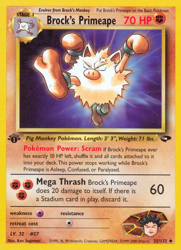 Brock's Primeape 35 — Gym Challenge 35, 1st Edition finish