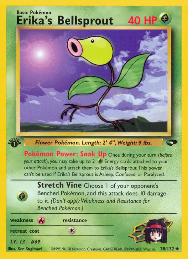 Erika's Bellsprout 38 card from Gym Challenge